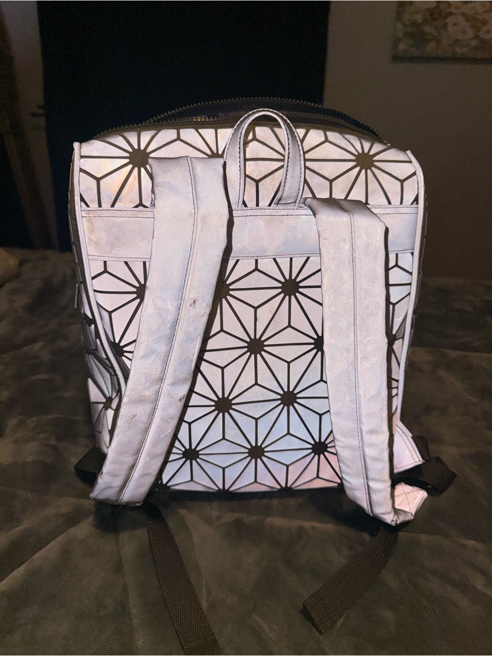 DISNEY EPCOT Geometric Reflective Backpack with Silver Pattern - Picture 2 of 5